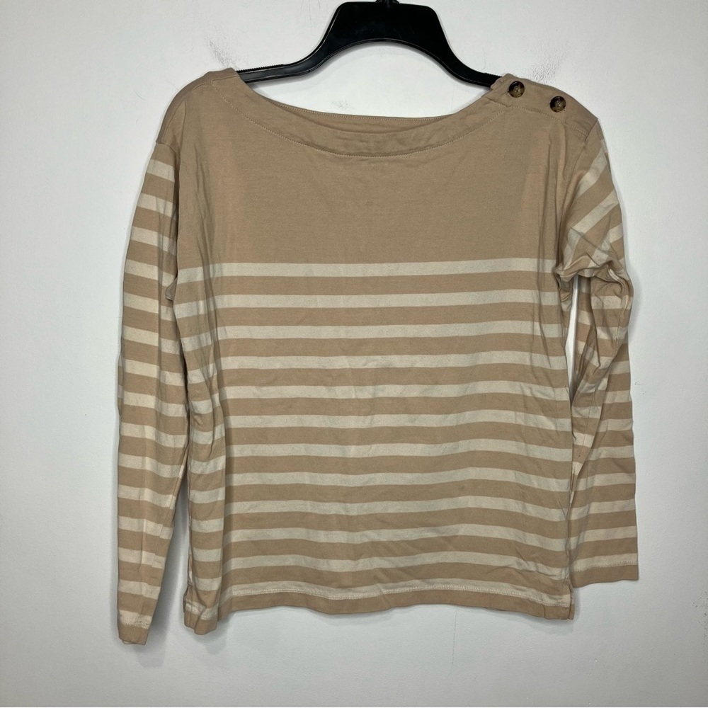 J. Crew tan striped top long sleeve boat neck size‎ XS
